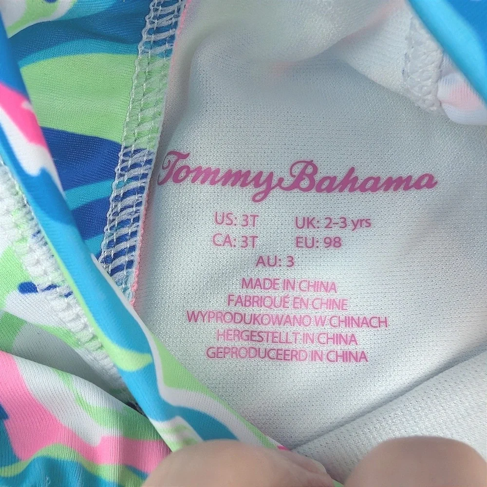 Tommy‎ Bahama Kids 3T Rash Guard One Piece Swimsuit Blue Pink Jellyfish Print